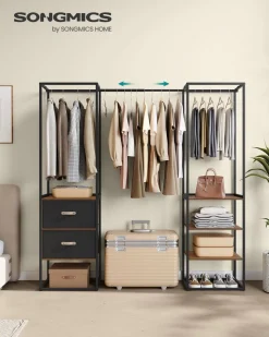 Hot SONGMICS Table de chevet avec tiroir en tissu et étagère marron boisé