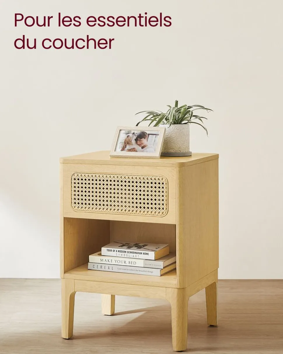 Cheap SONGMICS Table de chevet avec tiroir et compartiment ouvert couleur chêne Naturel