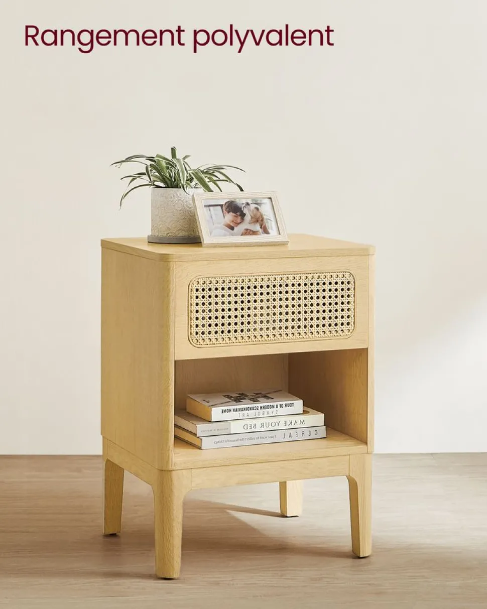 Cheap SONGMICS Table de chevet avec tiroir et compartiment ouvert couleur chêne Naturel