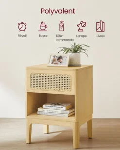 Cheap SONGMICS Table de chevet avec tiroir et compartiment ouvert couleur chêne Naturel
