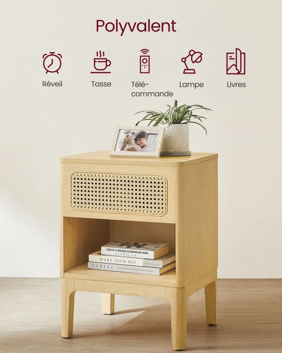 Cheap SONGMICS Table de chevet avec tiroir et compartiment ouvert couleur chêne Naturel