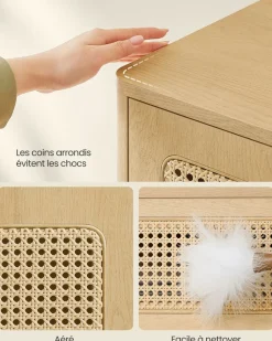 Cheap SONGMICS Table de chevet avec tiroir et compartiment ouvert couleur chêne Naturel