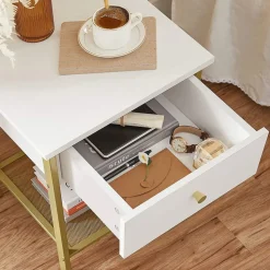 Sale SONGMICS Table de chevet blanc dé Or