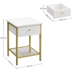 Sale SONGMICS Table de chevet blanc dé Or