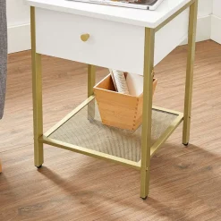 Sale SONGMICS Table de chevet blanc dé Or