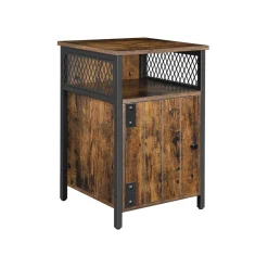 Fashion SONGMICS Table de chevet effet lattes Noir