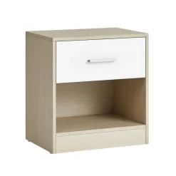 Fashion SONGMICS Table de chevet en bambou 1 tiroir avec multiprise Blanc Nuage