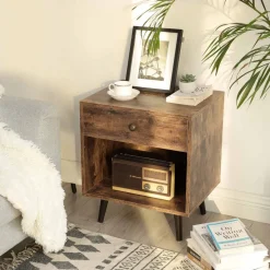 Online SONGMICS Table de chevet fermée industriel Marron Rustique