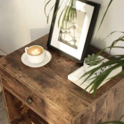 Online SONGMICS Table de chevet fermée industriel Marron Rustique