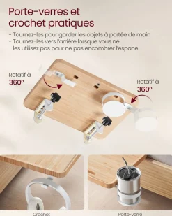 Cheap SONGMICS Table de chevet multiprise et tiroirs 35 x 45 x 58,7 cm blanc mat et beige cappuccino