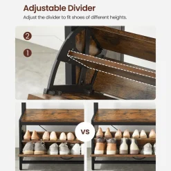 New SONGMICS Table de nuit 2 tiroirs Brun Vintage Noir