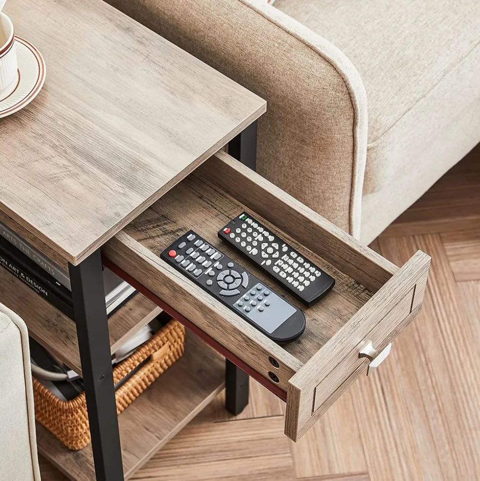 Flash Sale SONGMICS Table de nuit allongée grège Blanc