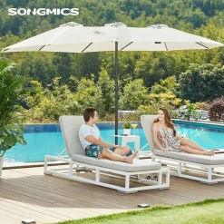 New SONGMICS Table de nuit avec multiprise 2 prises électriques 2 ports usb blanc nuage