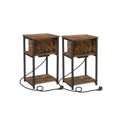 Discount SONGMICS Table de nuit beige naturel et blanc classique