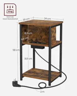 Discount SONGMICS Table de nuit beige naturel et blanc classique