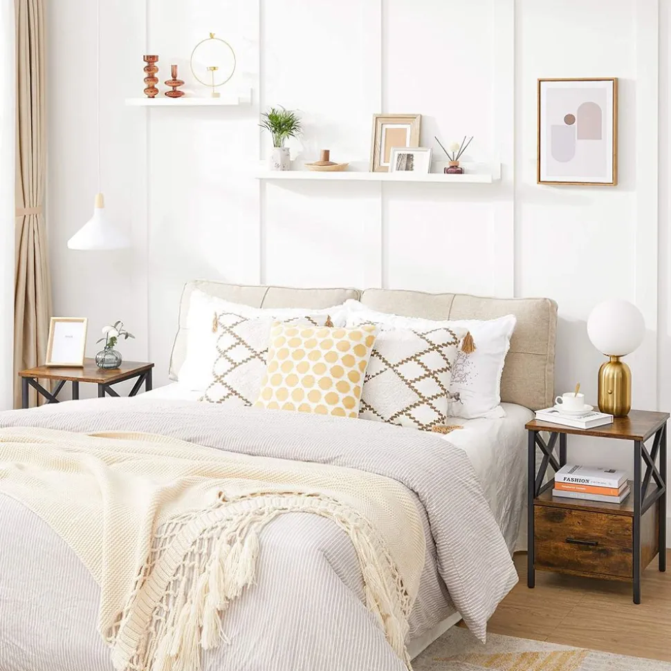 Fashion SONGMICS Table de nuit design X Noir