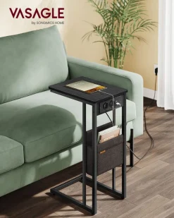 New SONGMICS Table de salon à 2 niveaux 80 x 45 cm (ø x h) gris anthracite