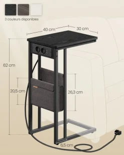 New SONGMICS Table de salon à 2 niveaux 80 x 45 cm (ø x h) gris anthracite