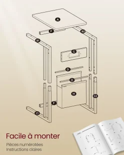 New SONGMICS Table de salon à 2 niveaux 80 x 45 cm (ø x h) gris anthracite