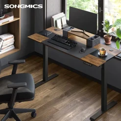 Shop SONGMICS Table en forme de L avec tiroir Brun Vintage Noir