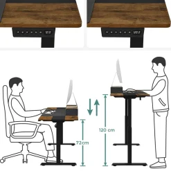 Shop SONGMICS Table en forme de L avec tiroir Brun Vintage Noir