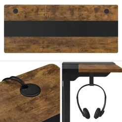 Shop SONGMICS Table en forme de L avec tiroir Brun Vintage Noir