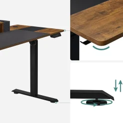 Shop SONGMICS Table en forme de L avec tiroir Brun Vintage Noir