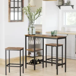 Hot SONGMICS Table haute avec étagères Brun Vintage Noir