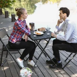 Fashion SONGMICS Table pliante XL noir Blanc