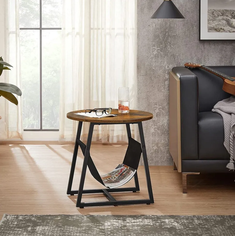 Hot SONGMICS Table ronde industriel Noir