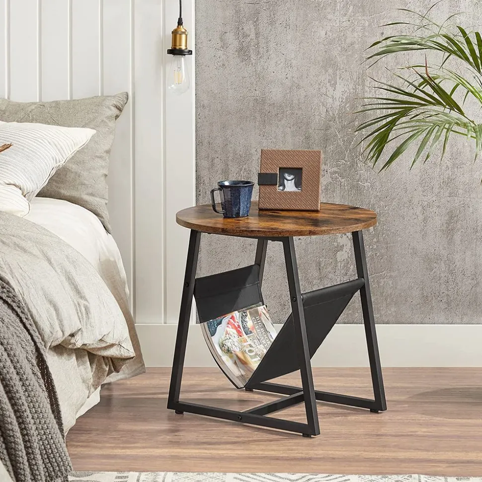 Hot SONGMICS Table ronde industriel Noir