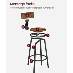 Cheap SONGMICS Tabouret Bar Industriel