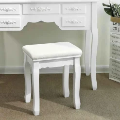 Cheap SONGMICS Tabouret de coiffeuse hévéa Blanc