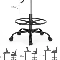 Best SONGMICS Tabouret dynamique réglable bascule à 360° noir