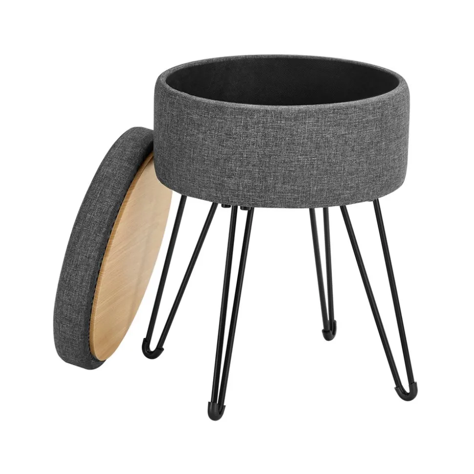 Best Sale SONGMICS Tabouret rangement rond Gris Foncé
