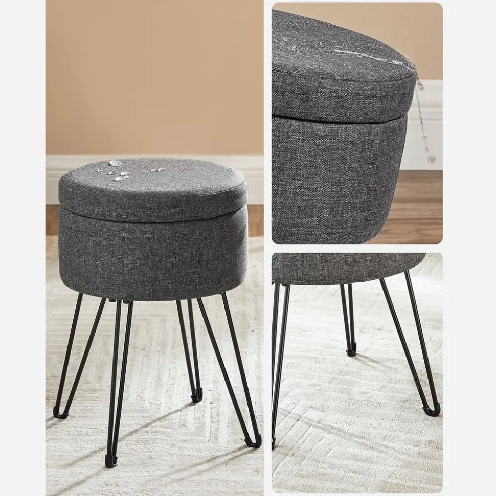 Best Sale SONGMICS Tabouret rangement rond Gris Foncé