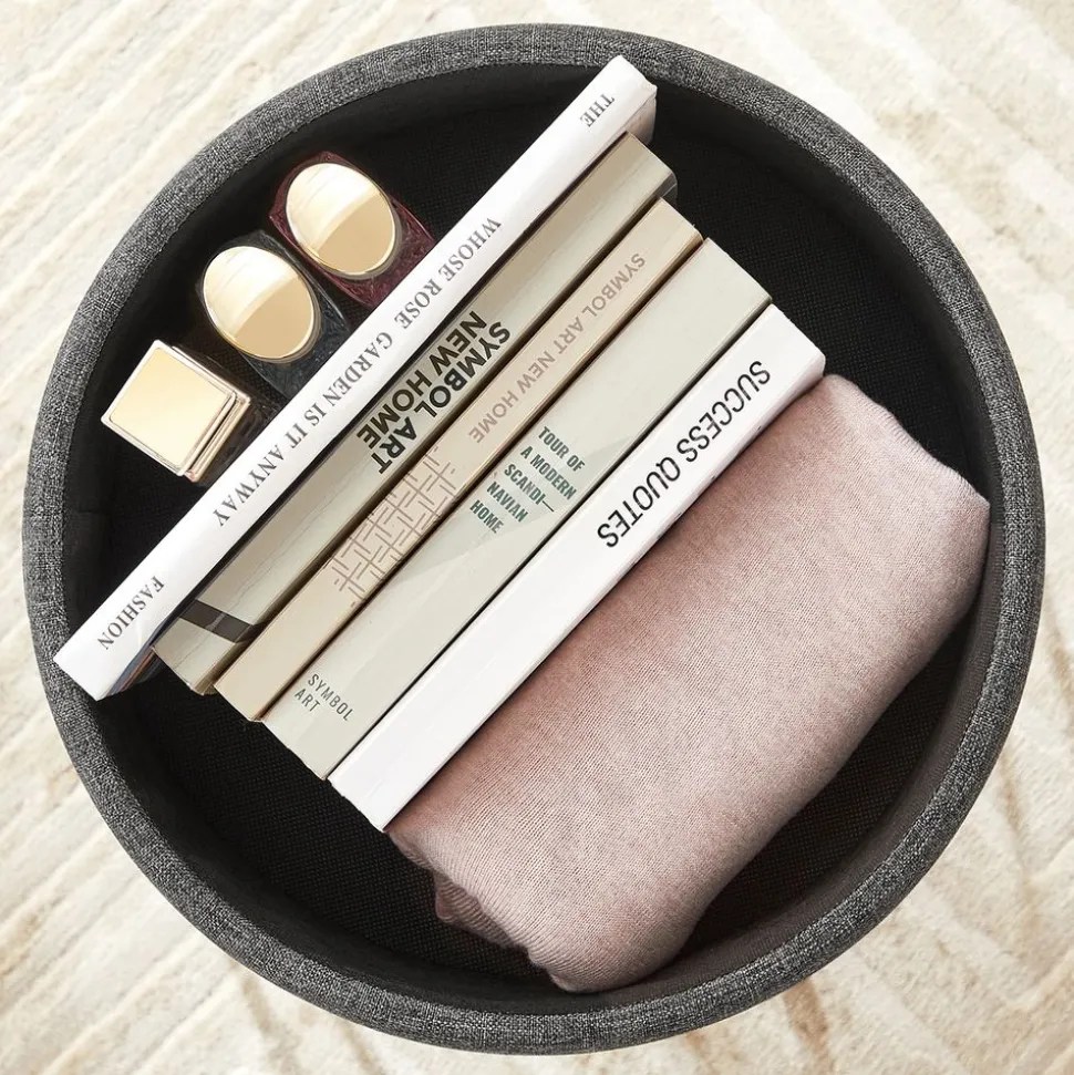 Best Sale SONGMICS Tabouret rangement rond Gris Foncé