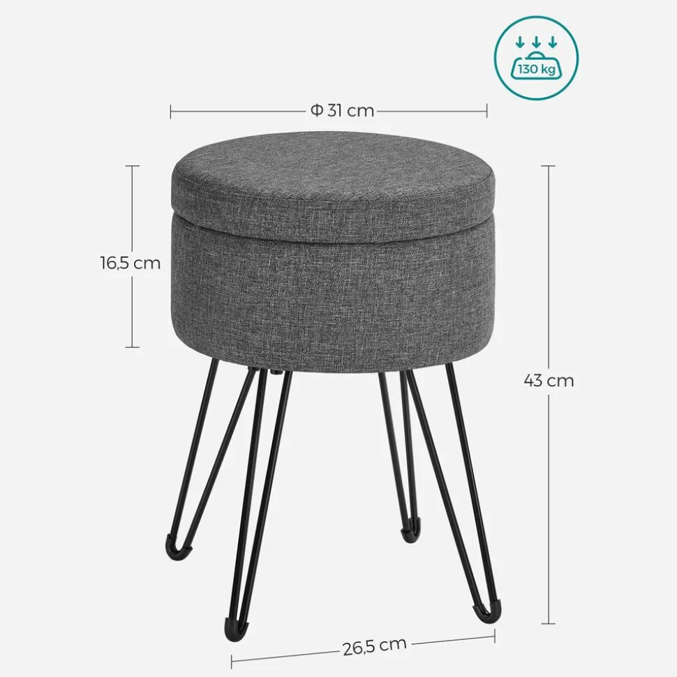 Best Sale SONGMICS Tabouret rangement rond Gris Foncé
