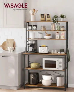 Outlet SONGMICS Étagère à 6 niveaux gris ardoise