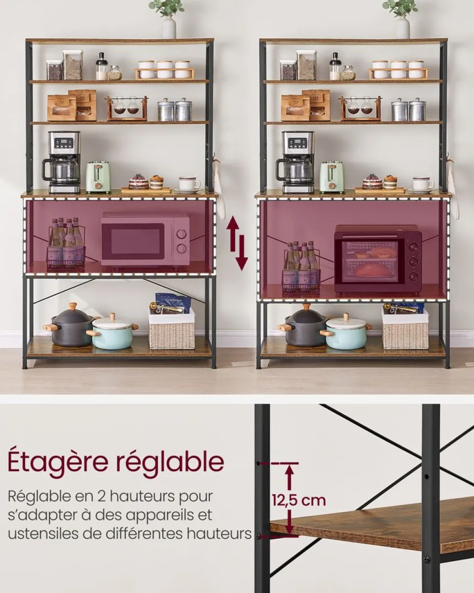 Outlet SONGMICS Étagère à 6 niveaux gris ardoise