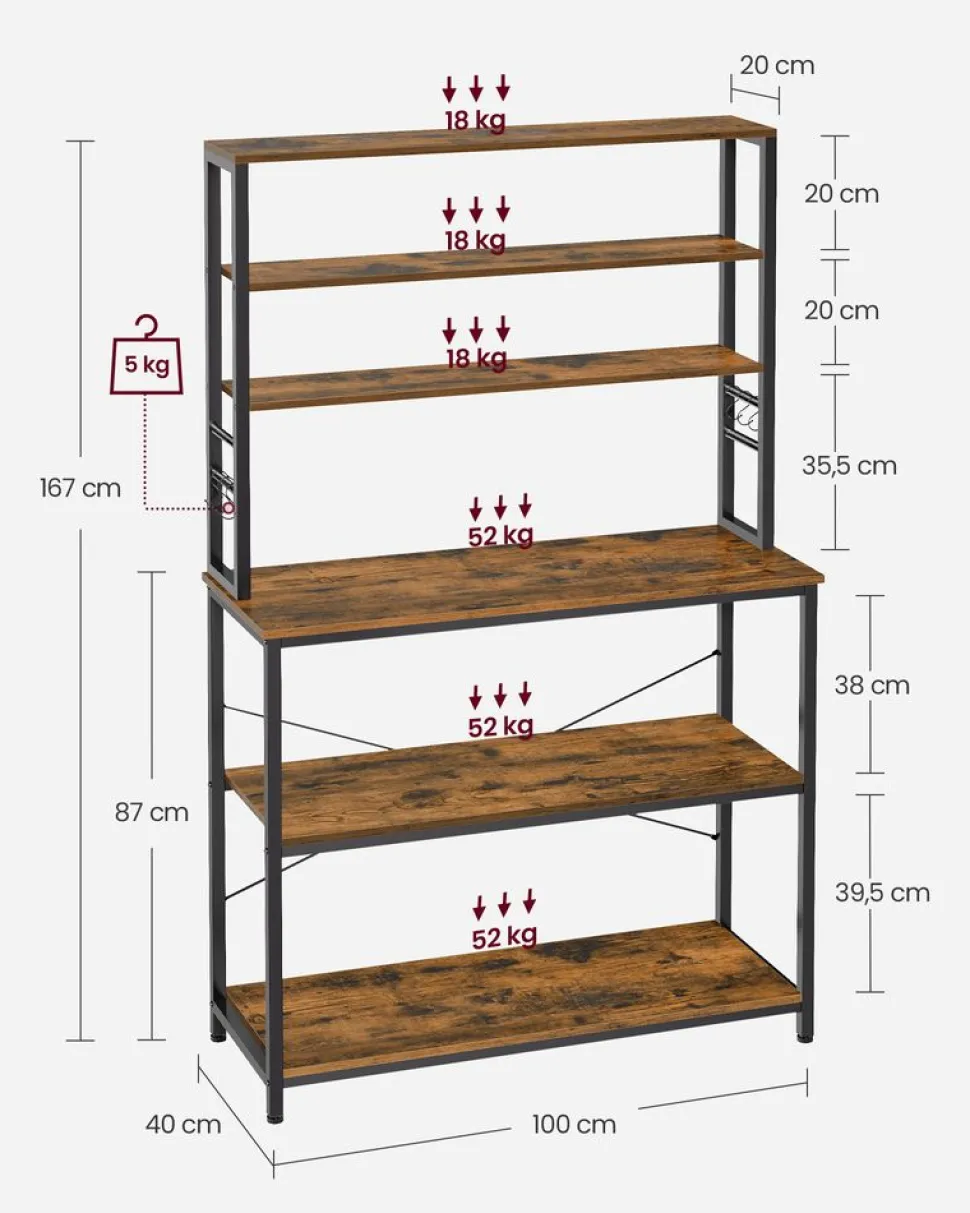 Outlet SONGMICS Étagère à 6 niveaux gris ardoise