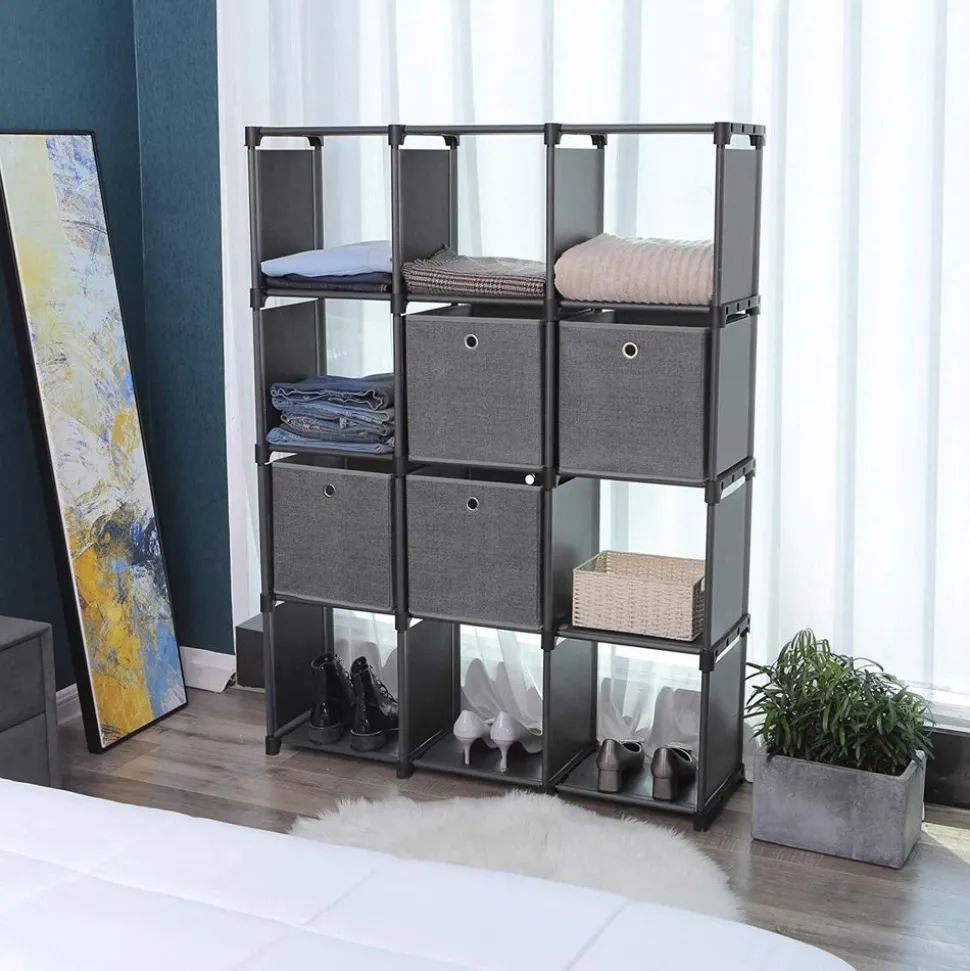 Store SONGMICS Étagère 12 casiers gris noir