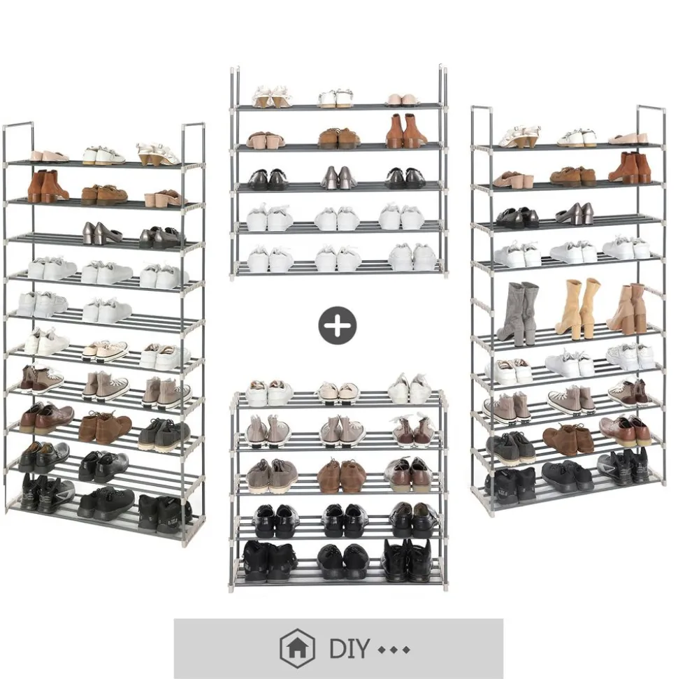 Discount SONGMICS Étagère à chaussures de 10 niveaux gris