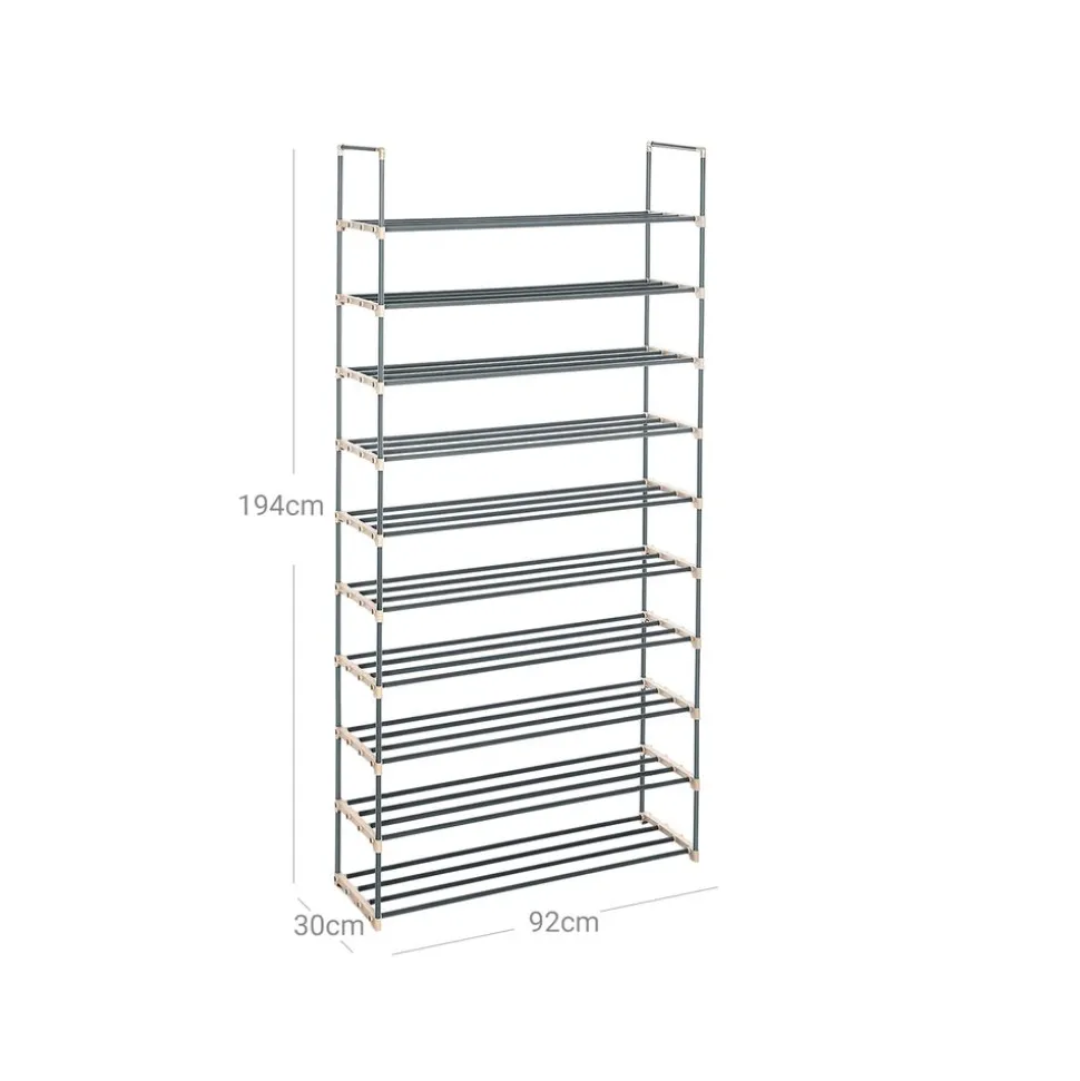 Discount SONGMICS Étagère à chaussures de 10 niveaux gris