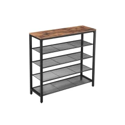 Fashion SONGMICS Étagère à chaussures industriel Brun Vintage Noir