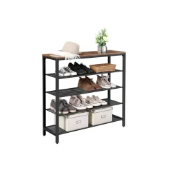 Fashion SONGMICS Étagère à chaussures industriel Brun Vintage Noir