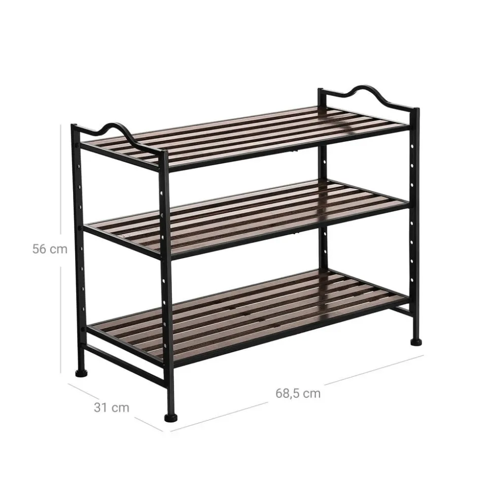 Cheap SONGMICS Étagère à chaussures lattes bois Marron Rustique