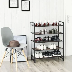 Cheap SONGMICS Étagère à chaussures noir mat Marron Rustique