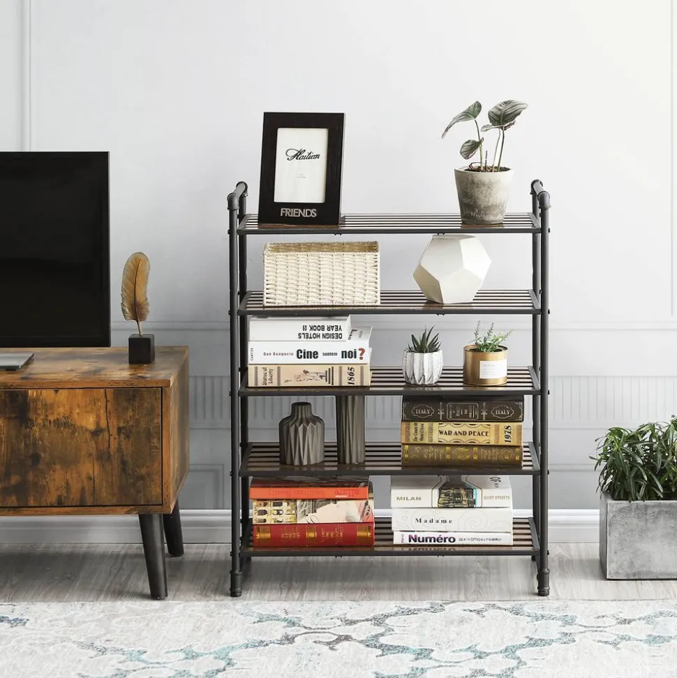 Cheap SONGMICS Étagère à chaussures noir mat Marron Rustique