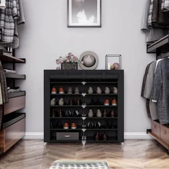 Best Sale SONGMICS Étagère à chaussures tissu noir